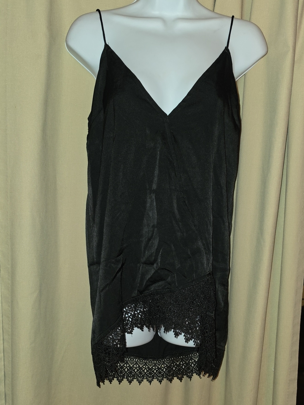 Mono B Black Lace-Hem Camisole